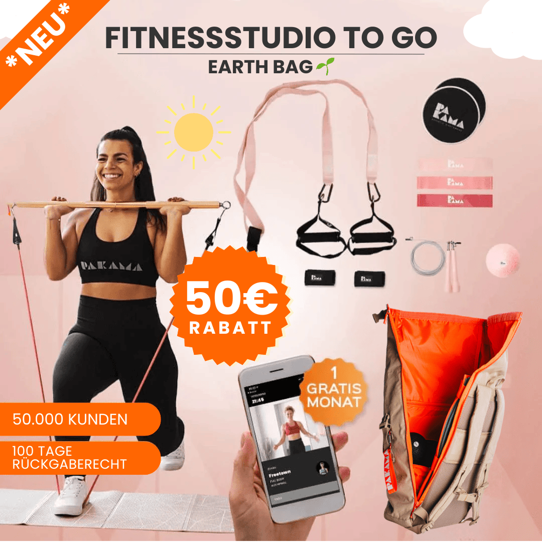 Fitnessstudio to Go (inkl. App) Alle Tools + Earth Bag (beige) / PARIS Pink PAKAMA athletics